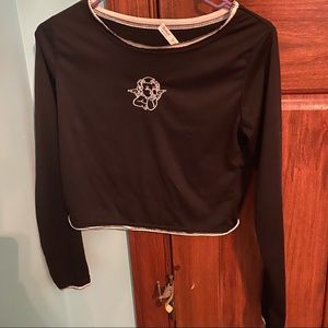Black crop top with angel in middle